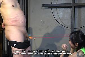 Japanese dominatrix sara tickles slave and pulls nipples