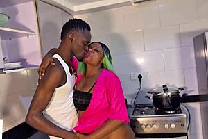 Housewife squirts all over kitchen