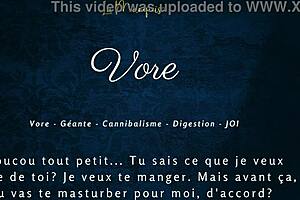 Giantess gives french audio jerk off instructions in vore porn