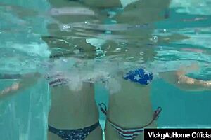 Bikini Cougars Vicky Vette and Rachel Storms at the Pool