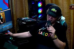 During the podcast, the latinas kissed passionately, leaving the host speechless.