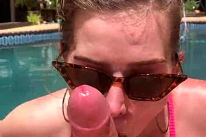 katarinakitty bent over deepthroating cock by the pool