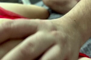 Colombian brunette enjoys nipple licking on bed