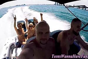 teens get fucked hard on yacht party outdoors