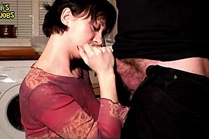 Spontaneous Jerking Turns Into Hot Brunette Blowjob and Cumshot Action