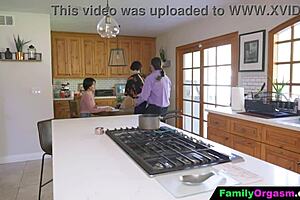 familyorgasm - old man bangs daring stepdaughter and wife in kitchen