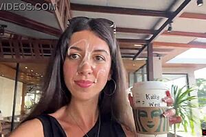 Man cum walked on coffee in strange woman’s mouth