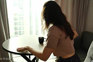 kristina's morning routine in the kitchen, feet sexy milf bathing brunette belly bedroom shower legs