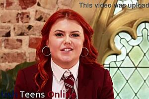 british redhead student guides jerk off session