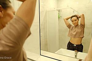 kristina's morning routine in the kitchen, feet sexy milf bathing brunette belly bedroom shower legs