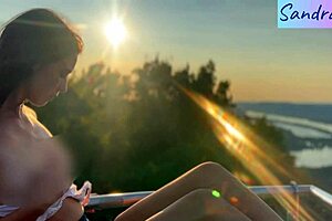 Softcore Hungarian beauty enjoys outdoor nipple play