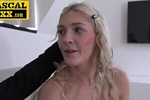 Old man schools young British blonde the rough way