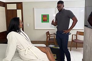 Hotel Technician Surprises Crossdresser with 23cm Deep Action