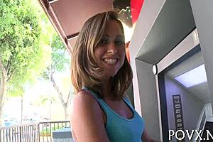 Riley reed competes in hardcore pov sucking and fucking, showcasing her petite body and small tits.