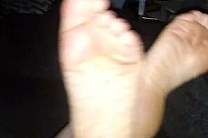 The guy licks and serves for the feet of Englishwoman