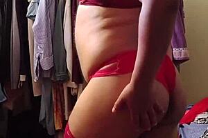 Modeling my new red lingerie in a stylish pose