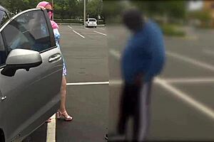 Black cock and juicy ass in public. Bold!