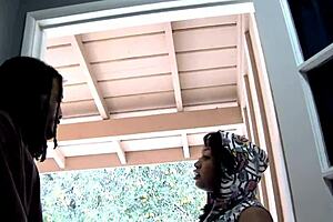 Chubby ebony milf takes big black cock deep