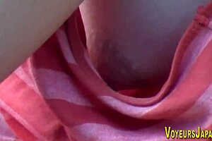 Asian Babes' Side Boobs Peeped By Voyeur Outdoors