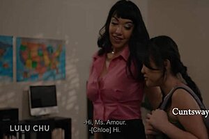 ASIAN TEACHER AMOUR SEDUCES STEPDaughter in BIG TITS 3SOME RIMJOB