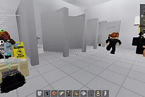 Two People Get Fucked in Roblox and a Public Restroom, Crazy Outdoor Fun