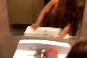 hot spanish babe with huge ass and big tits enjoys toilet fucking