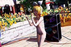 Rin Kagamine dancing naked on the bed, a sensual MMD scene
