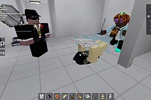 Two People Get Fucked in Roblox and a Public Restroom, Crazy Outdoor Fun