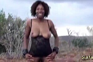 Big tit african milf explores rough outdoor tourist adventures with big natural tits
