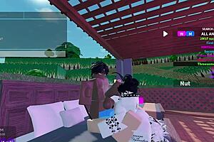 Two bunnies share a big black cock in their holes in intense threesome action
