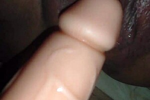 Thrusting fake cock into tight pussy till she squirts 😍