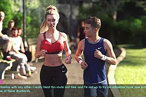 Is a wife and stepmother out for a jog with big tits and ass?