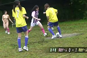 Naked Asian girls playing football for the sake of a song