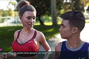 Is a wife and stepmother out for a jog with big tits and ass?