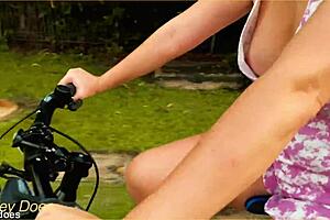 my wife flashes her big tits in public cleavage show