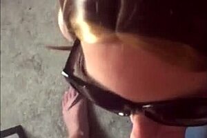 My wife made a blowjob for a huge white cock in POV style