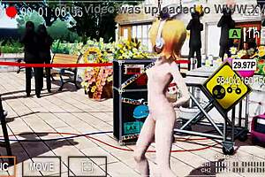 Rin Kagamine dancing naked on the bed, a sensual MMD scene