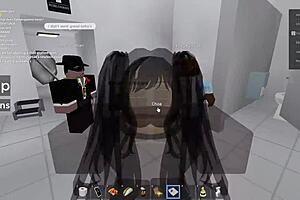 Two People Get Fucked in Roblox and a Public Restroom, Crazy Outdoor Fun