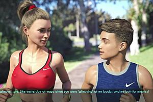 Is a wife and stepmother out for a jog with big tits and ass?