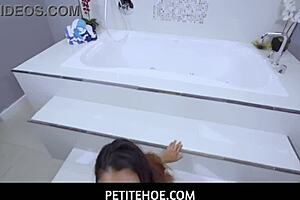 petitehoe, tiny ebony latina teen 18+ sarah lace takes huge white cock?