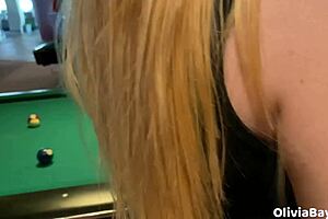 pool game leads to public toilet slutty blowjob, cum in mouth outdoor tits cumshot