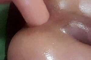 Tight shemale playing with 11 inch dildo