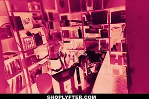 this skinny teen alex harper is getting blackmailed and stripped down in the shop