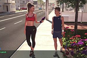 Is a wife and stepmother out for a jog with big tits and ass?