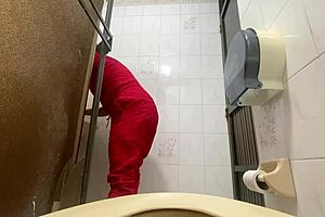The camera in the hospital bathroom caught a naughty nurse peeing