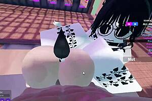 Two bunnies share a big black cock in their holes in intense threesome action