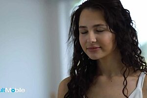 Adultmobile - delicate brunette gives herself to stepdad for creampie