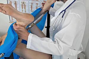 Doctor fingers emo teen's ass then fucks her pussy creamy