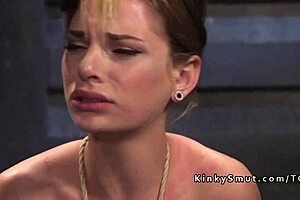 beautiful slim slave gets rough whipping and bondage fucking