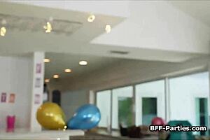 they catch the nerd jerking and invite him to a blowjob foursome